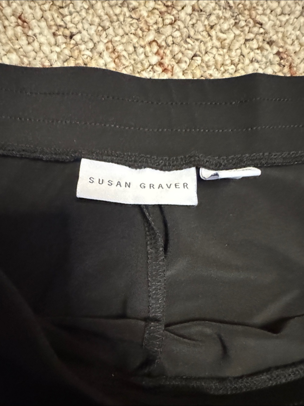 Susan Graver Black Stretch Capri Leggings with tie - Picture 3 of 5